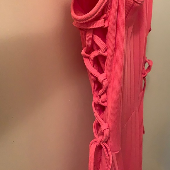 🌟NWOT ASOS pink skater dress with lace up sides - Picture 3 of 3